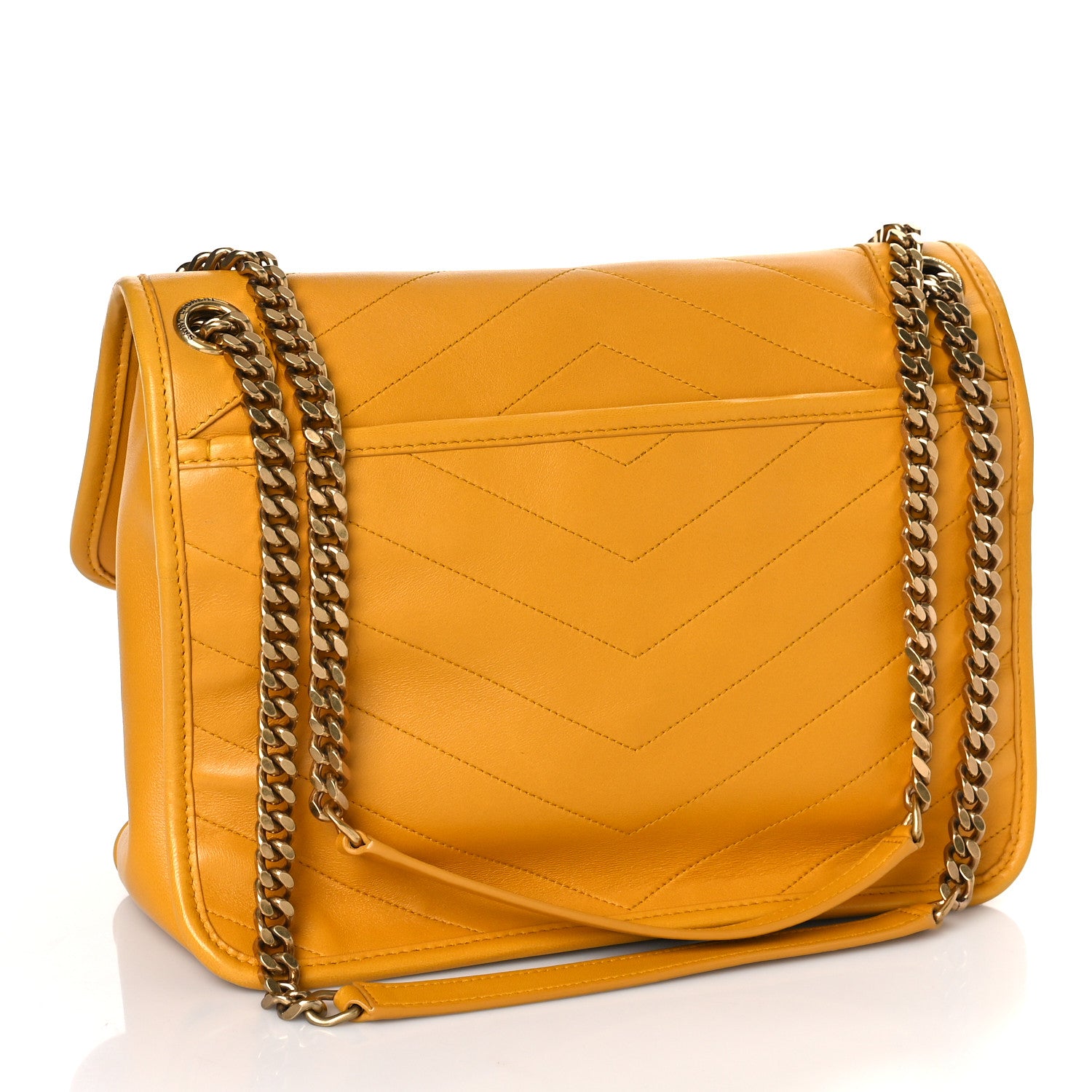 Saint Laurent Lambskin Matelasse Monogram Medium Niki Chain Satchel Yellow 3 of 9
