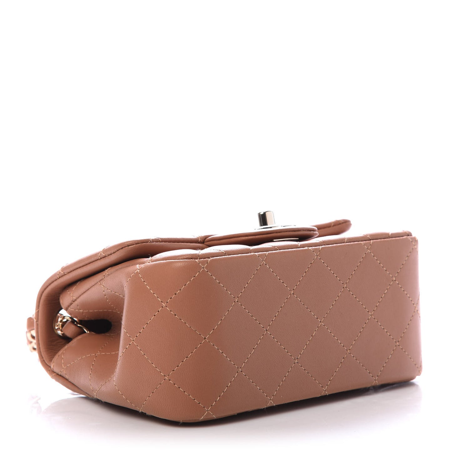 Lambskin Quilted Mini Square Flap Brown