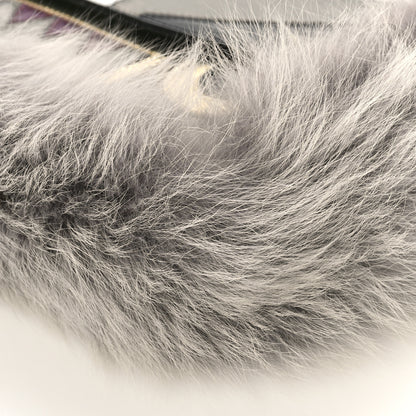 Fendi Metallic Saffiano Fox Fur Monster Baguette Gray 9 of 9