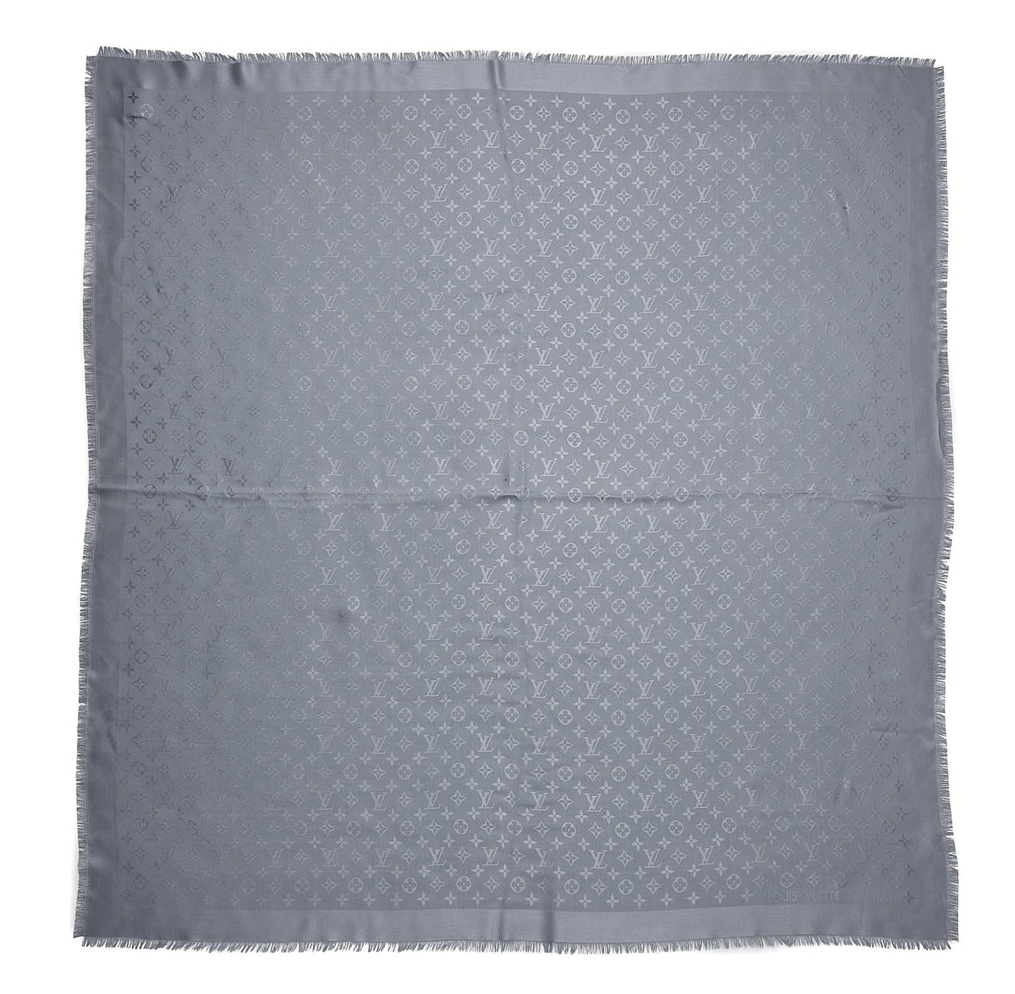 Silk Wool Monogram Shawl Charcoal Grey