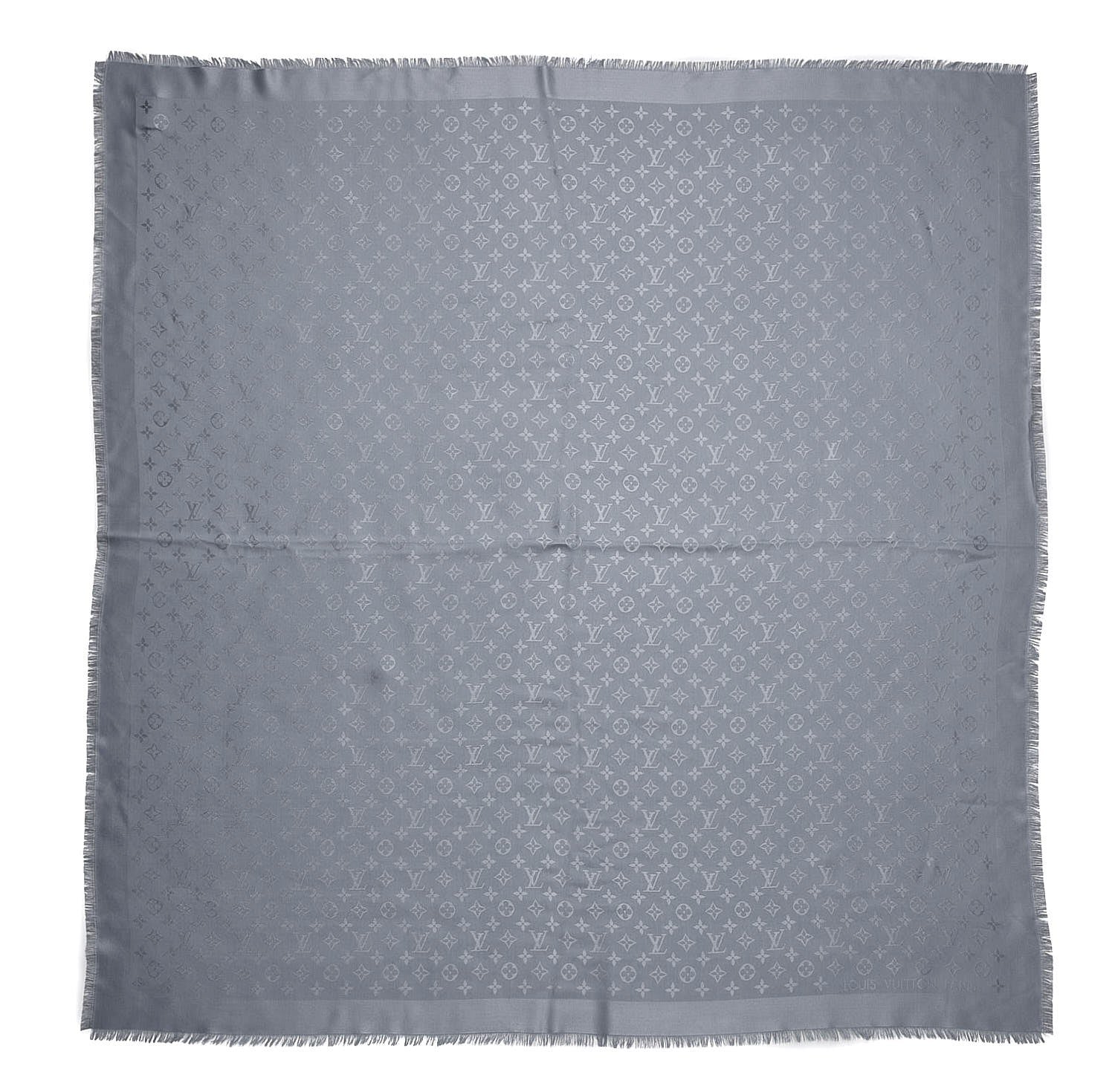 Louis Vuitton Silk Wool Monogram Shawl Charcoal Grey 1 of 4