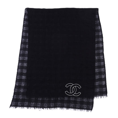 Chanel Cashmere Silk CC Scarf Black 2 of 5