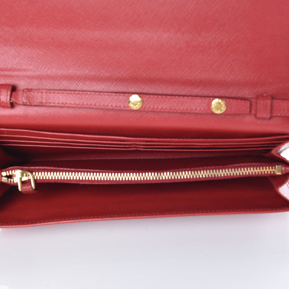 Prada Saffiano Metal Oro Chain Wallet Fuoco 7 of 21