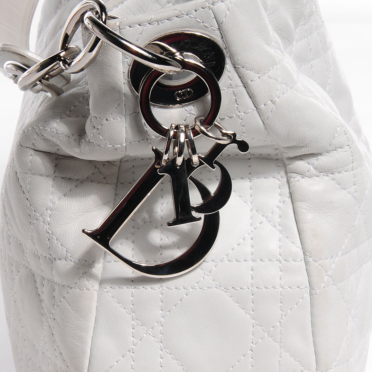 Lambskin Cannage Medium Dior Soft Hobo White