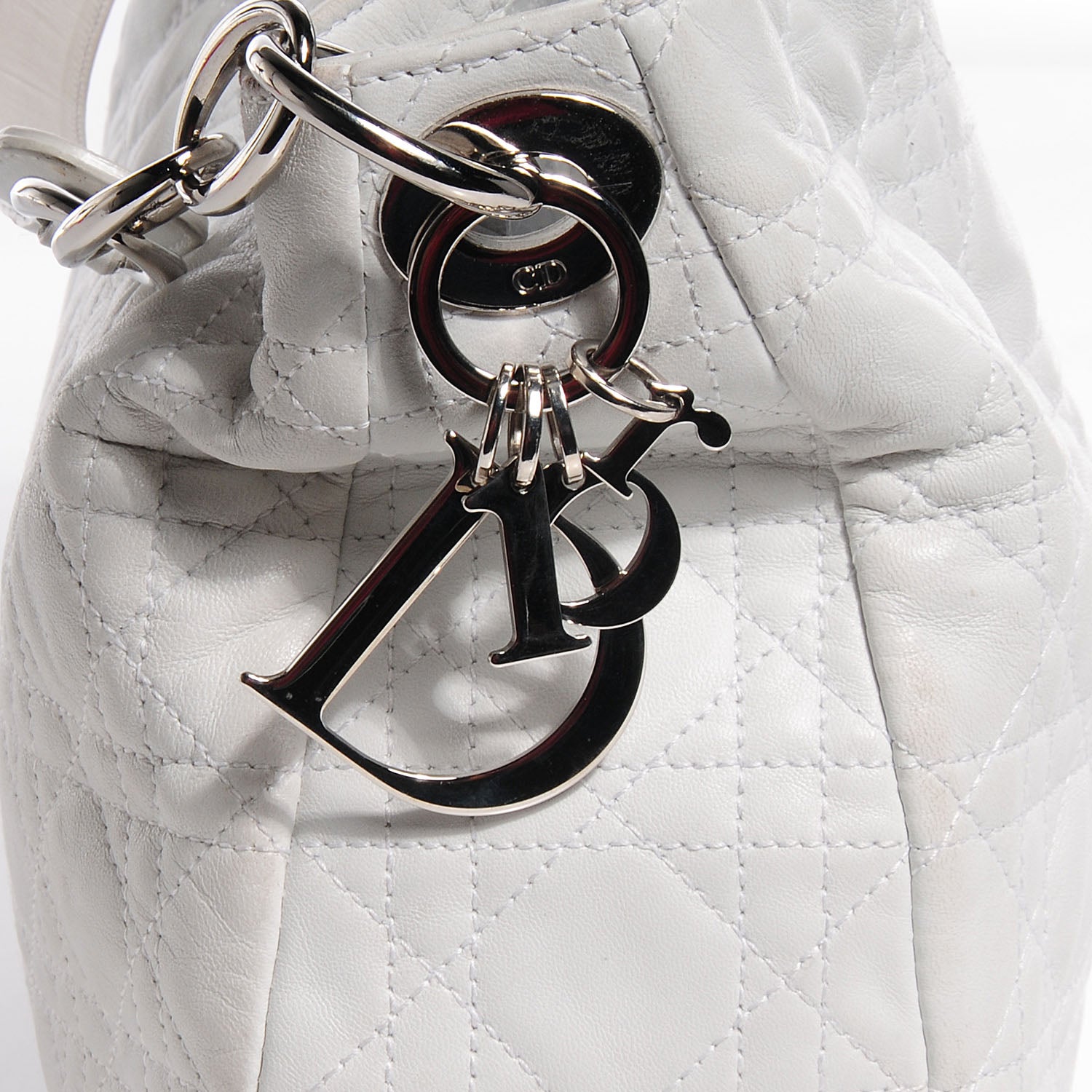 Christian Dior Lambskin Cannage Medium Dior Soft Hobo White 6 of 8