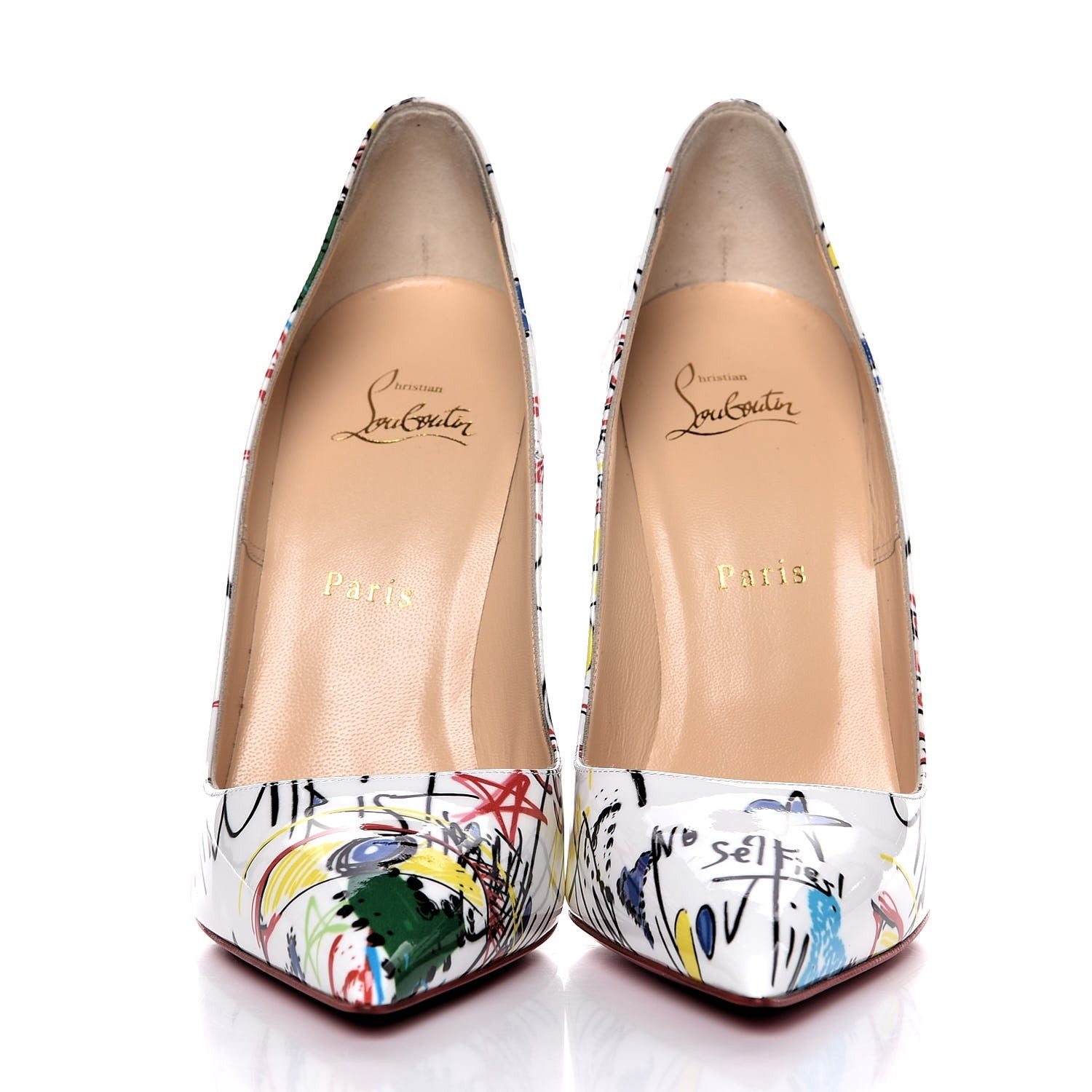 Christian Louboutin Patent Loubitag So Kate 120 Pumps 39.5 White Multi 2 of 8