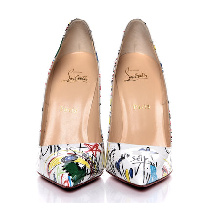 Christian Louboutin Patent Loubitag So Kate 120 Pumps 39.5 White Multi 2 of 8
