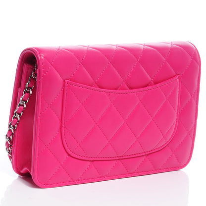 Chanel Lambskin Wallet On Chain WOC Dark Pink 3 of 9