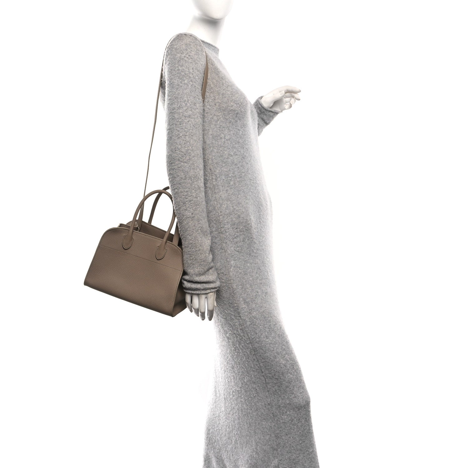The Row Grained Calfskin Soft Margaux 10 Bag Dark Taupe Dark Taupe 2 of 10
