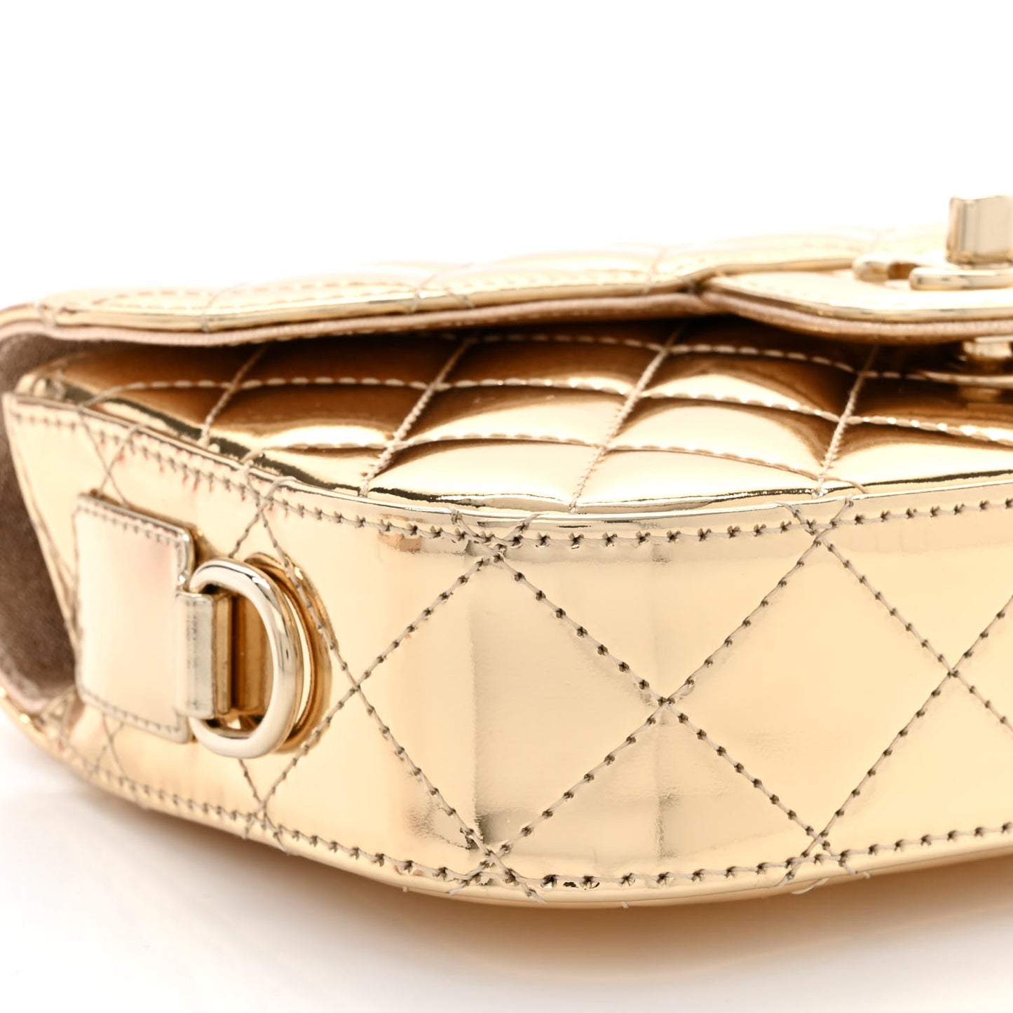 Mirror Calfskin Metallic Calfskin Quilted Hollywood Boulevard Mini Flap With Star Coin Purse Gold