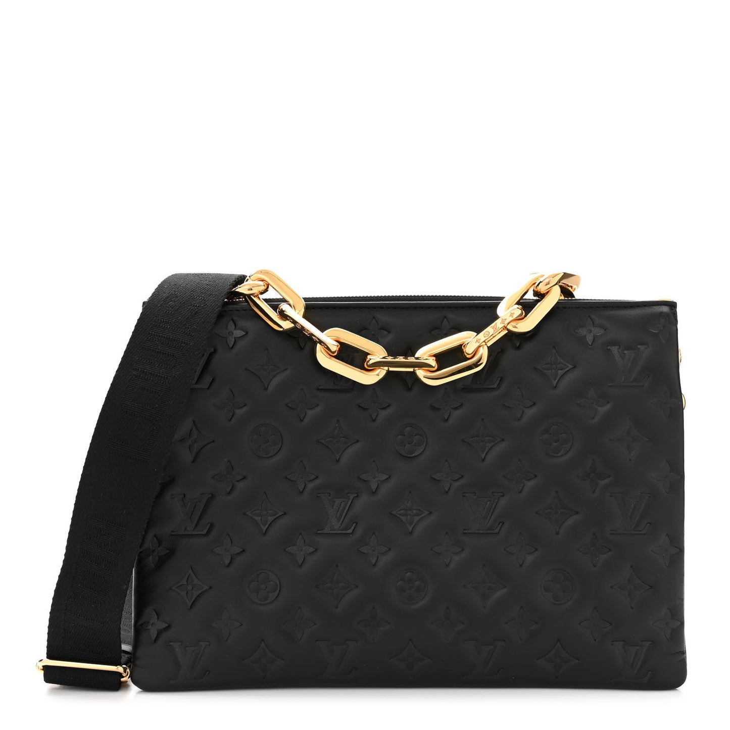 Lambskin Embossed Monogram Coussin MM Black
