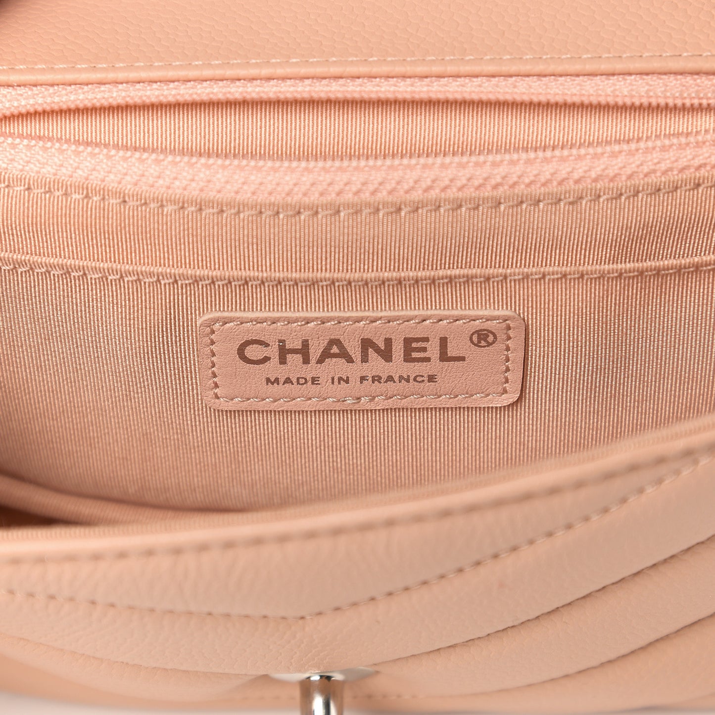 Caviar Chevron Quilted Small Single Flap Light Pink