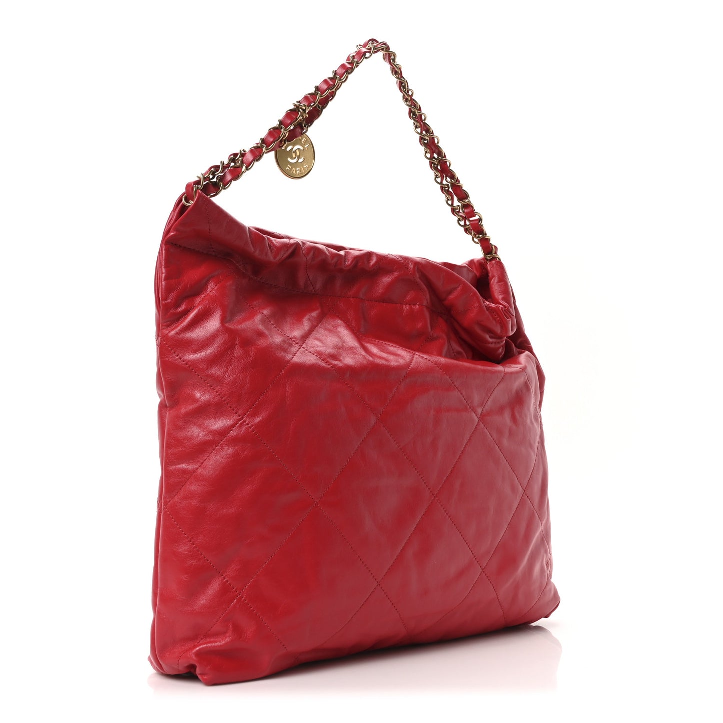 Shiny Calfskin Quilted Chanel 22 Red