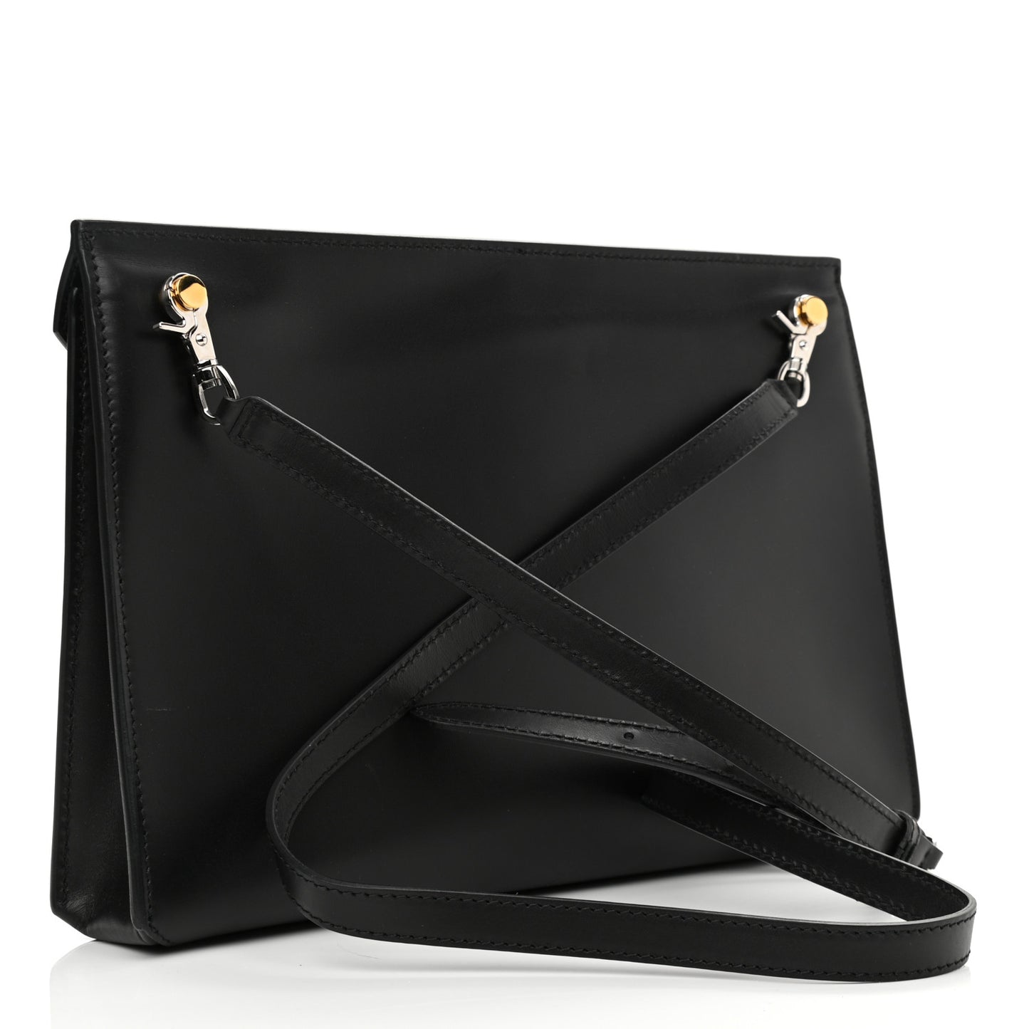 Calfskin Cable Flap Clutch Black