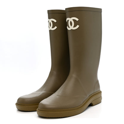 Chanel Caoutchouk CC High Boots 39 Dark Beige 3 of 9