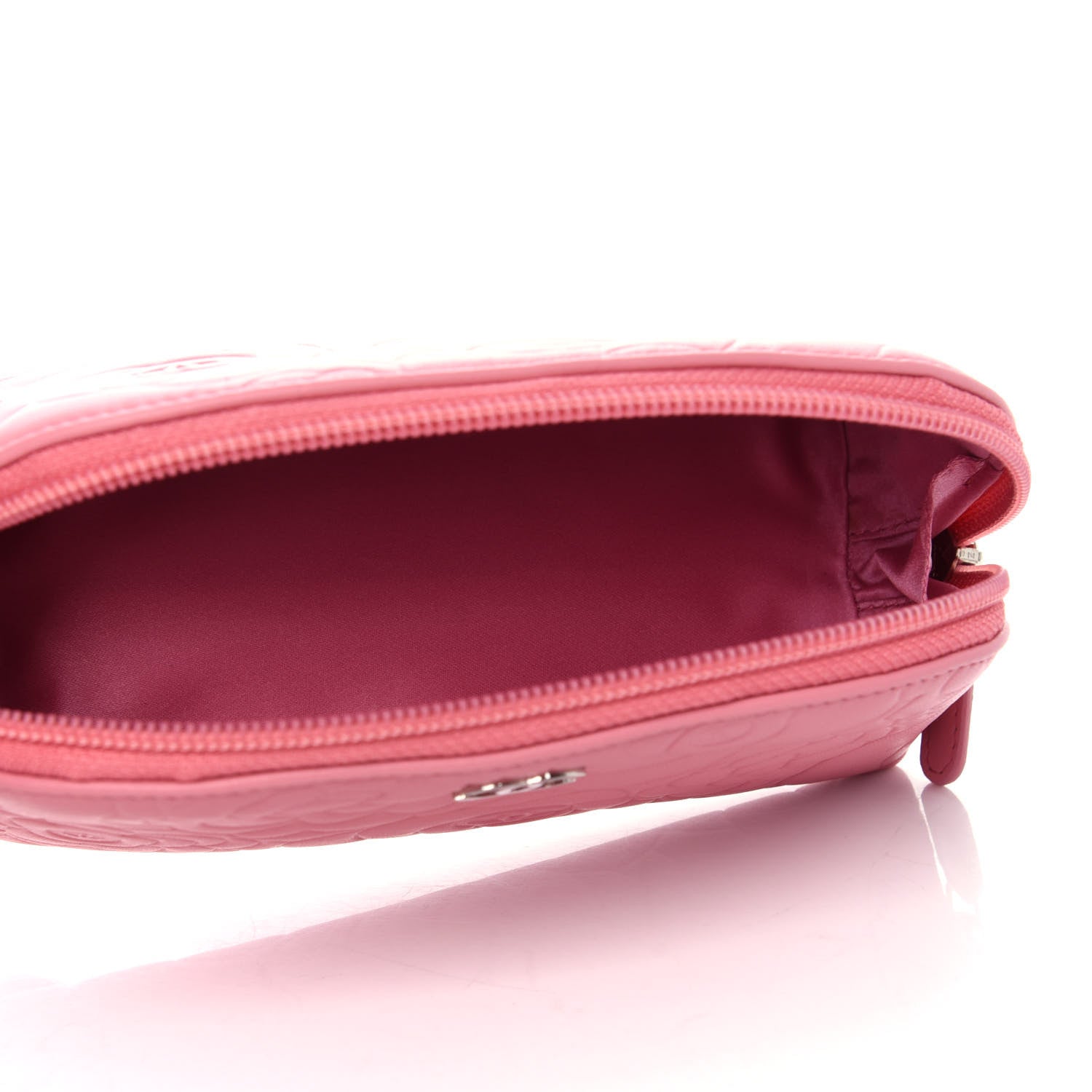 Chanel Lambskin Camellia Embossed Cosmetic Case Pink 5 of 8