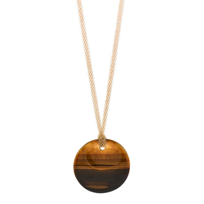 Tiffany 18K Yellow Gold Elsa Peretti Tiger Eye Touchstone Mesh Necklace 1 of 5