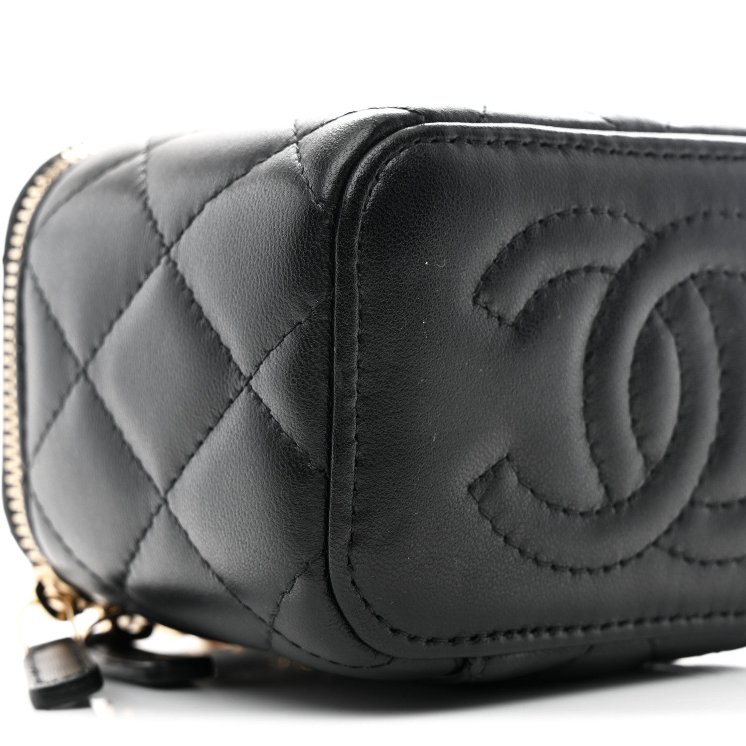 Chanel Lambskin Quilted Mini Vanity Case With Chain Black 9 of 10