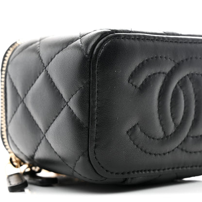 Chanel Lambskin Quilted Mini Vanity Case With Chain Black 9 of 10