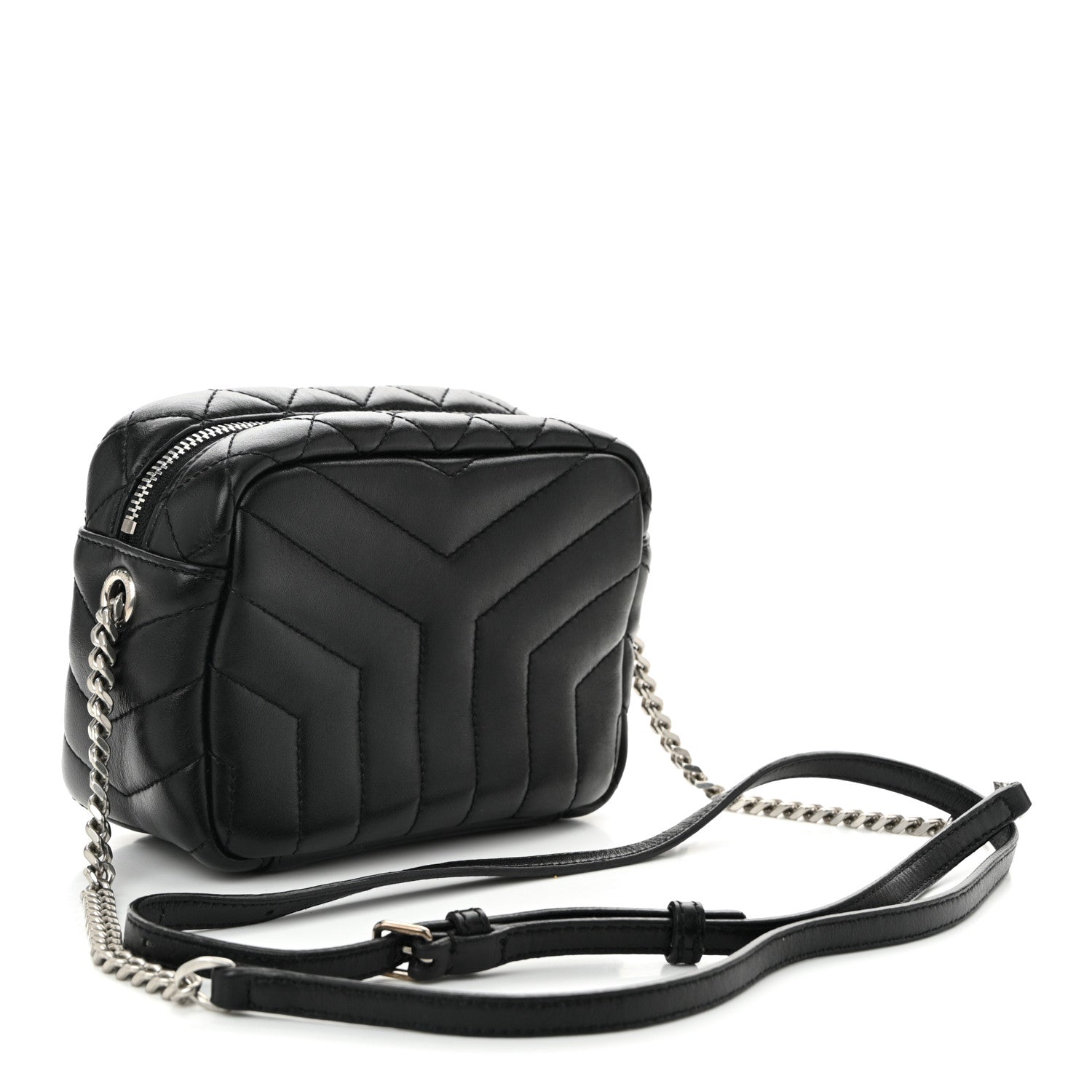 Saint Laurent Calfskin Y Quilted Monogram Mini Loulou Bowling Bag Black 3 of 10