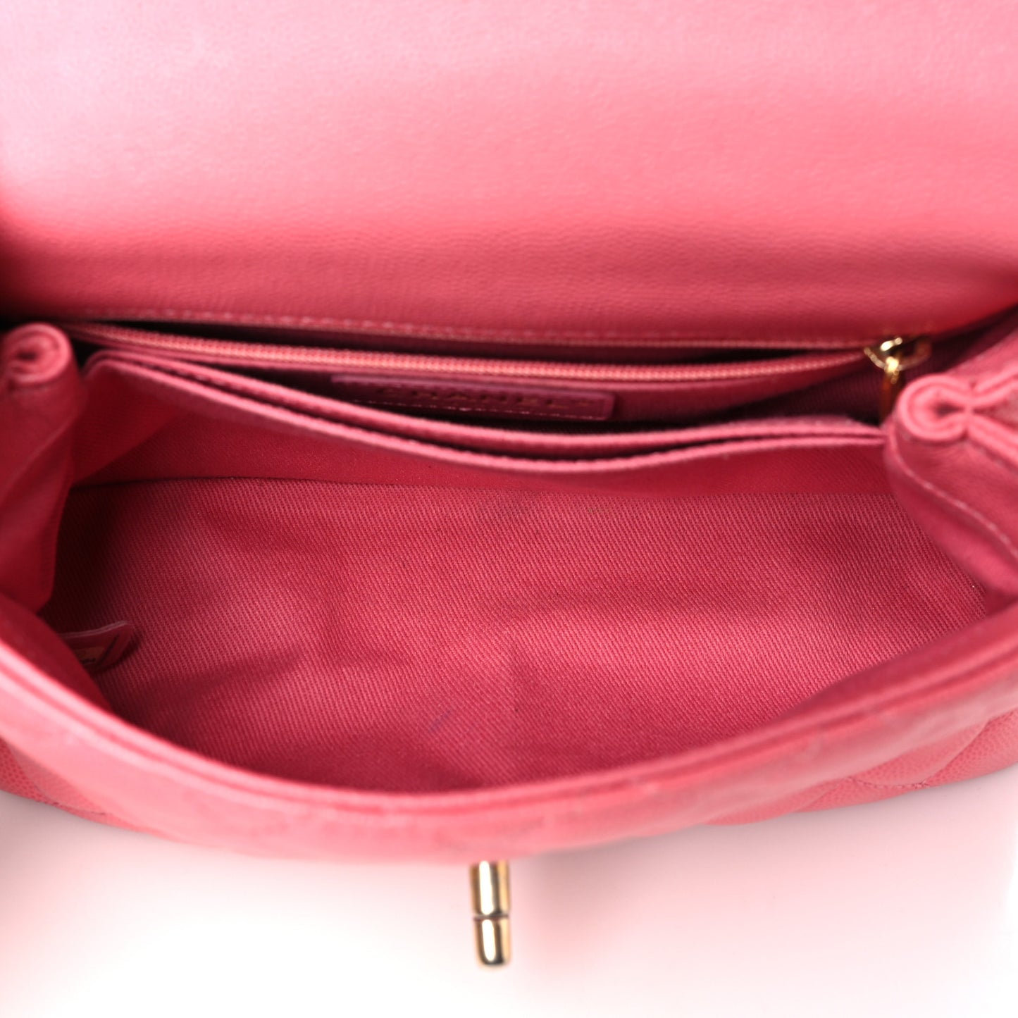 Caviar Lizard Embossed Quilted Mini Coco Handle Flap Pink