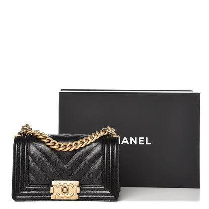 Chanel Caviar Chevron Quilted Small Boy Flap Black 8 of 8