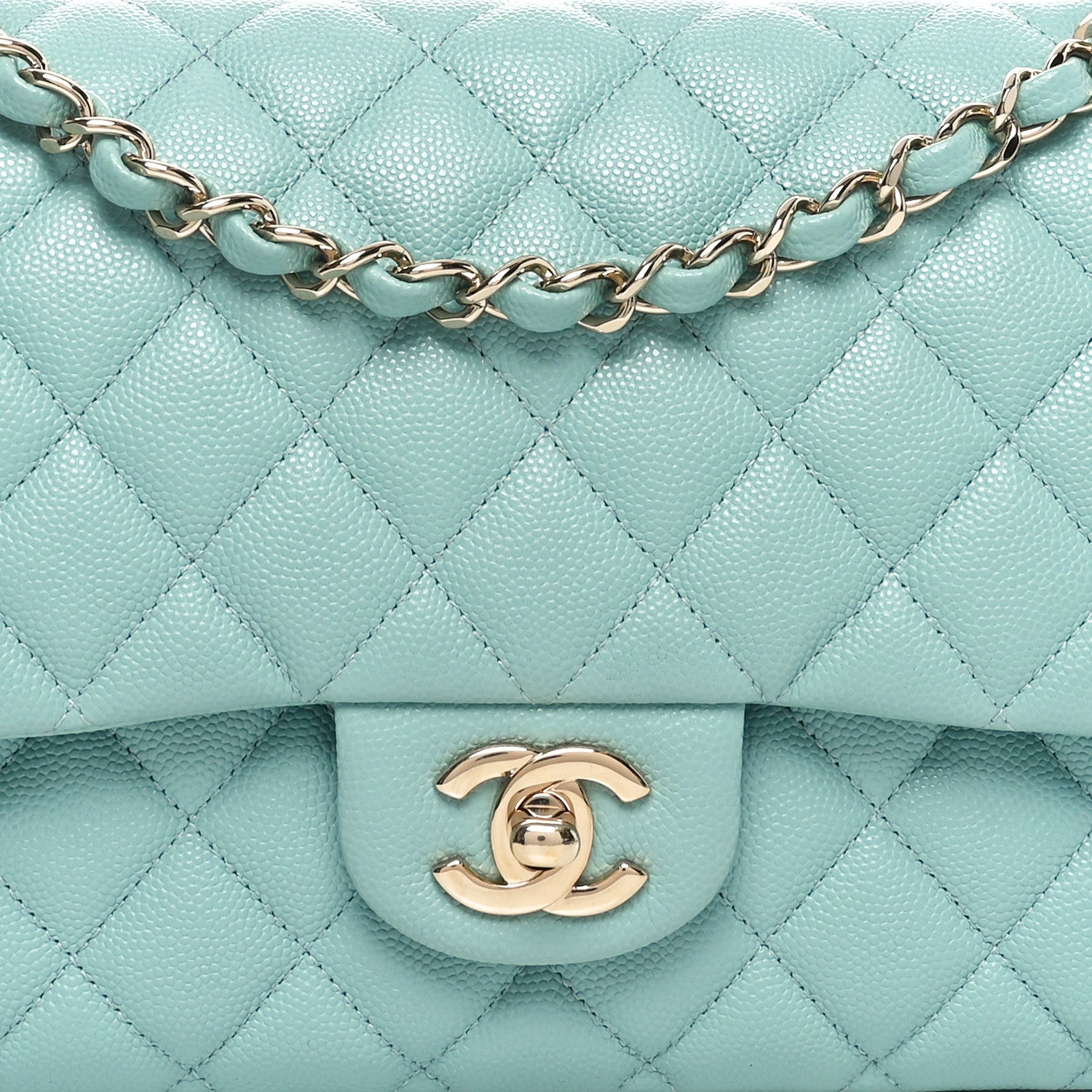 Chanel Caviar Quilted Medium Double Flap Light Blue 8 of 10