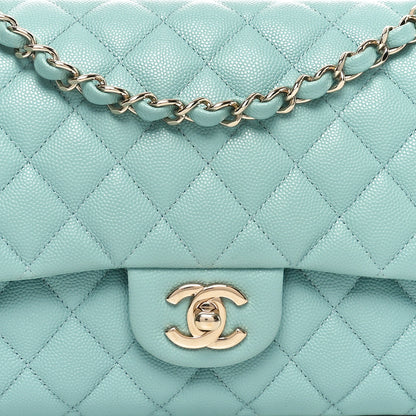 Chanel Caviar Quilted Medium Double Flap Light Blue 8 of 10