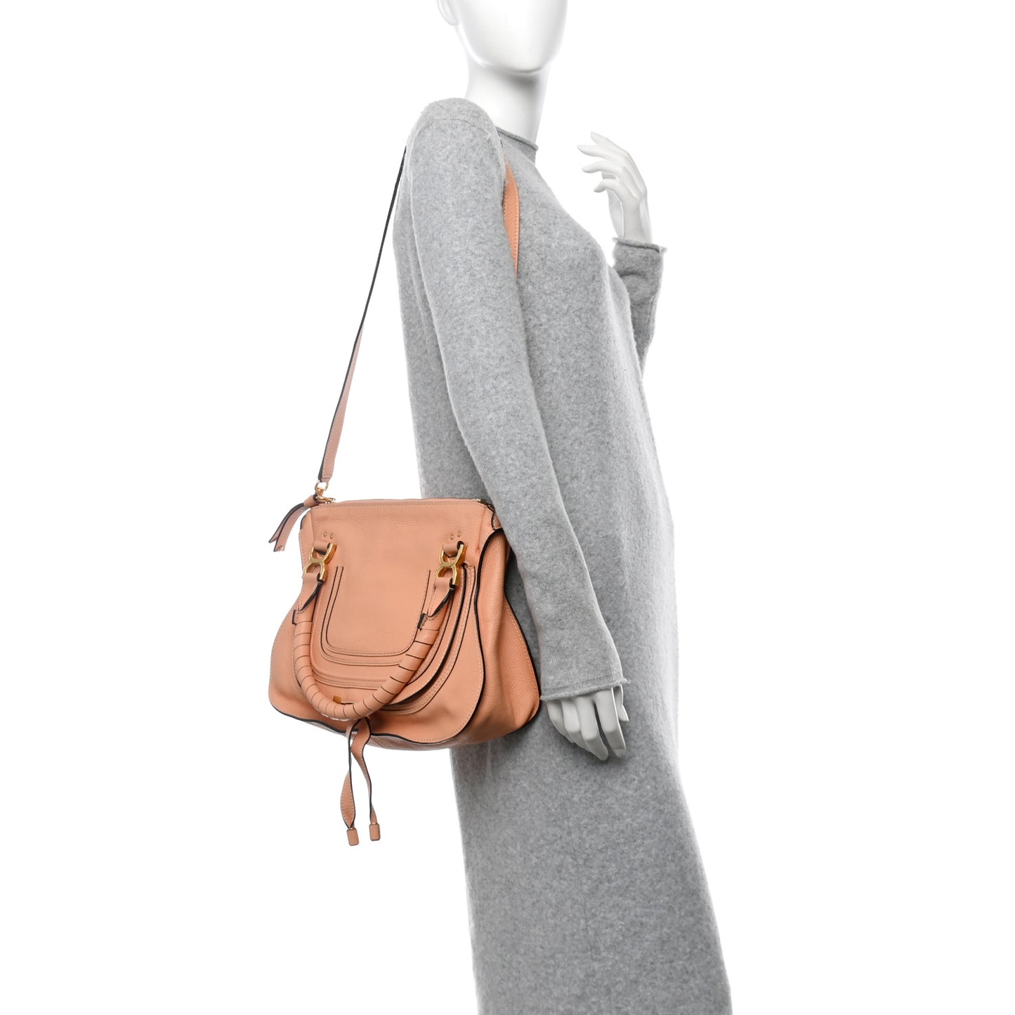 Calfskin Medium Marcie Satchel Terracotta Pink