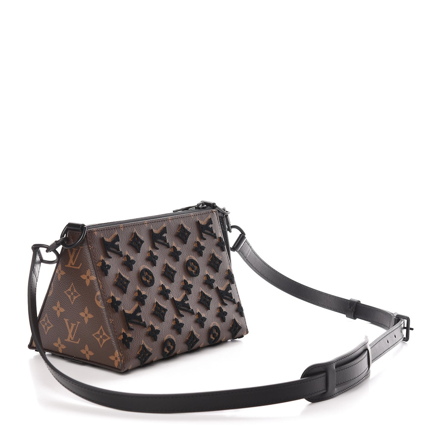 Monogram Tuffetage Triangle Messenger Black