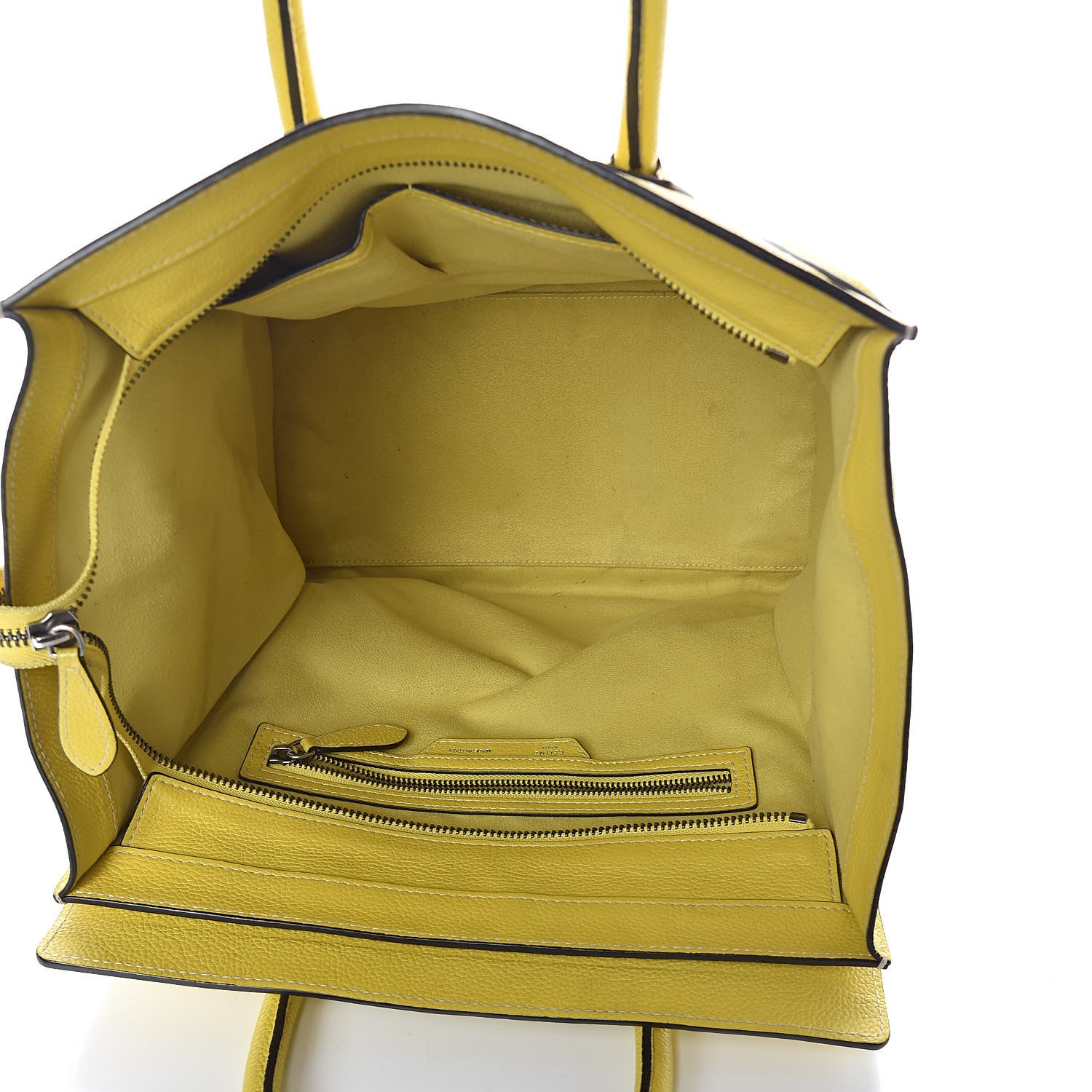 Celine Drummed Calfskin Mini Luggage Chartreuse 5 of 11