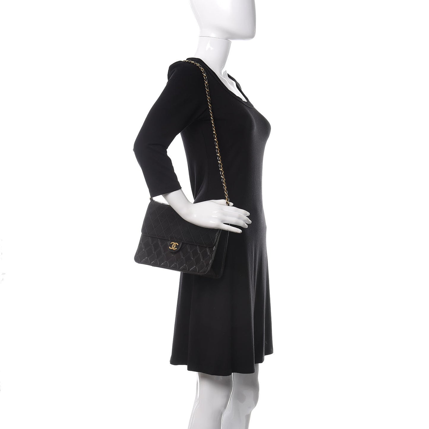 Lambskin Quilted Medium Single Flap Black