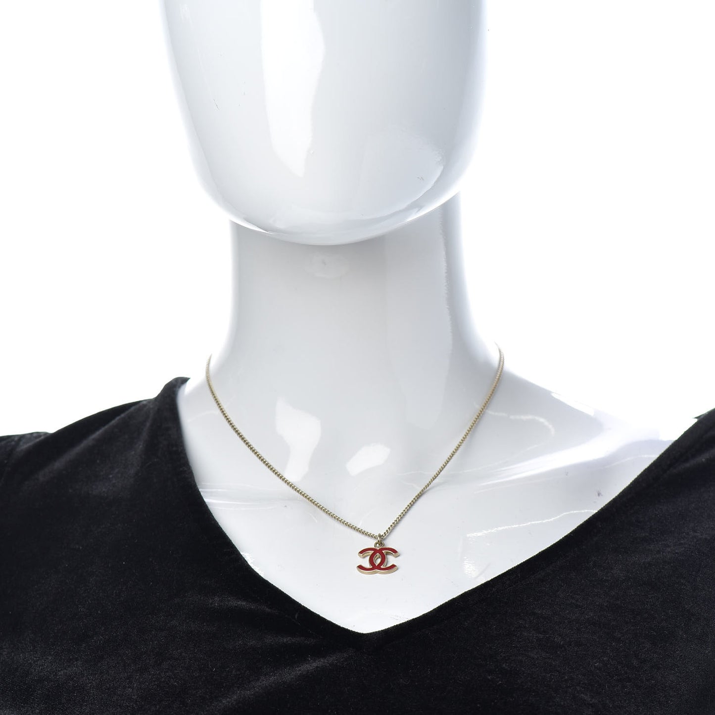 Enamel CC Necklace Gold Red