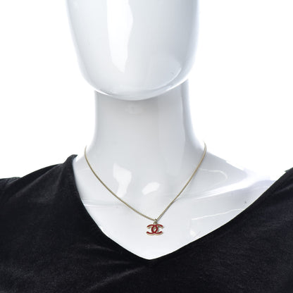 Chanel Enamel CC Necklace Gold Red 2 of 5