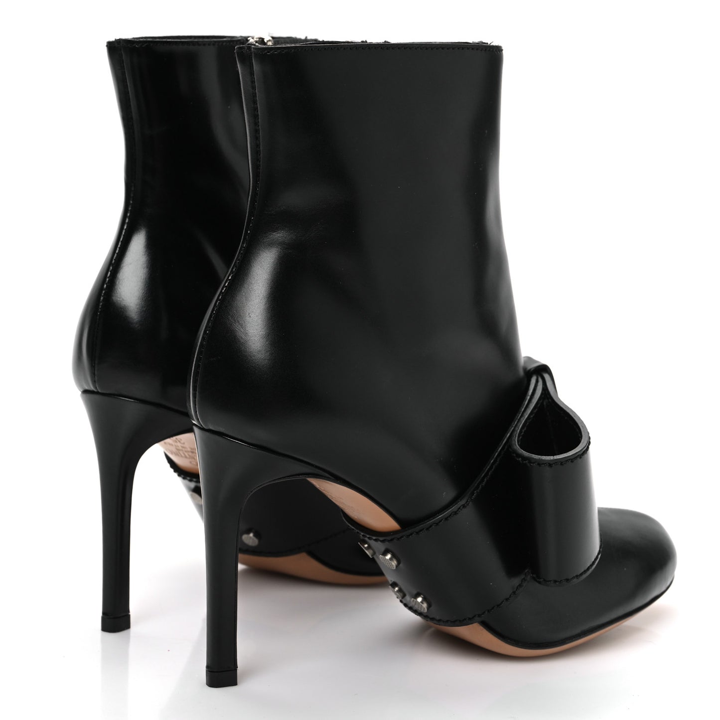 Calfskin Bow Ankle Boots 35 Black