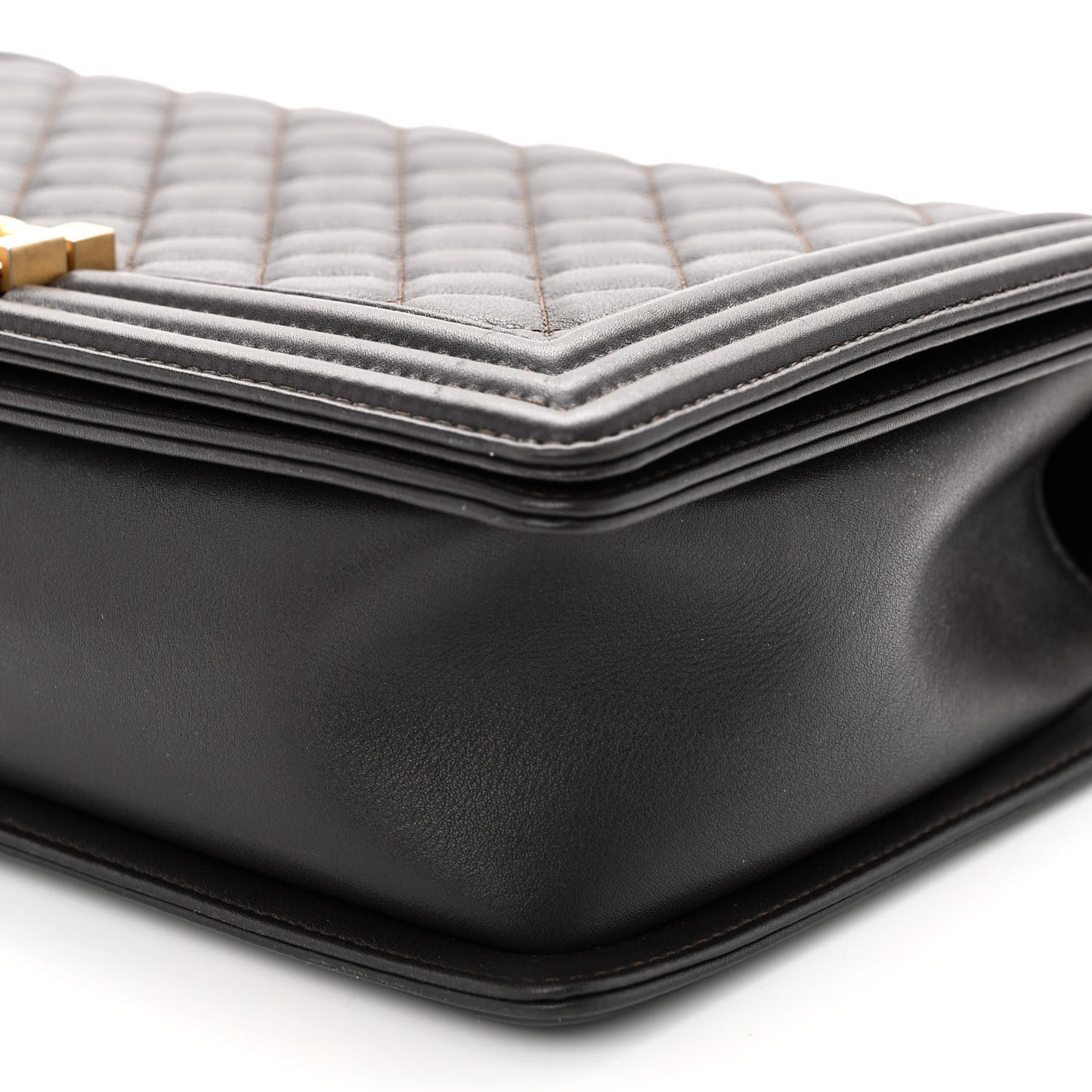 Calfskin Quilted New Medium Boy Flap Dark Brown