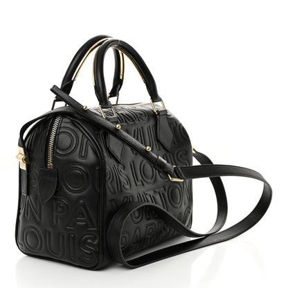 Louis Vuitton Calfskin Embossed Mini Cube Speedy Black 3 of 10