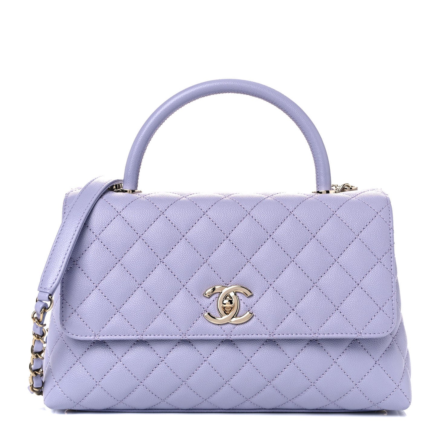 Caviar Quilted Small Coco Handle Flap Light Purple