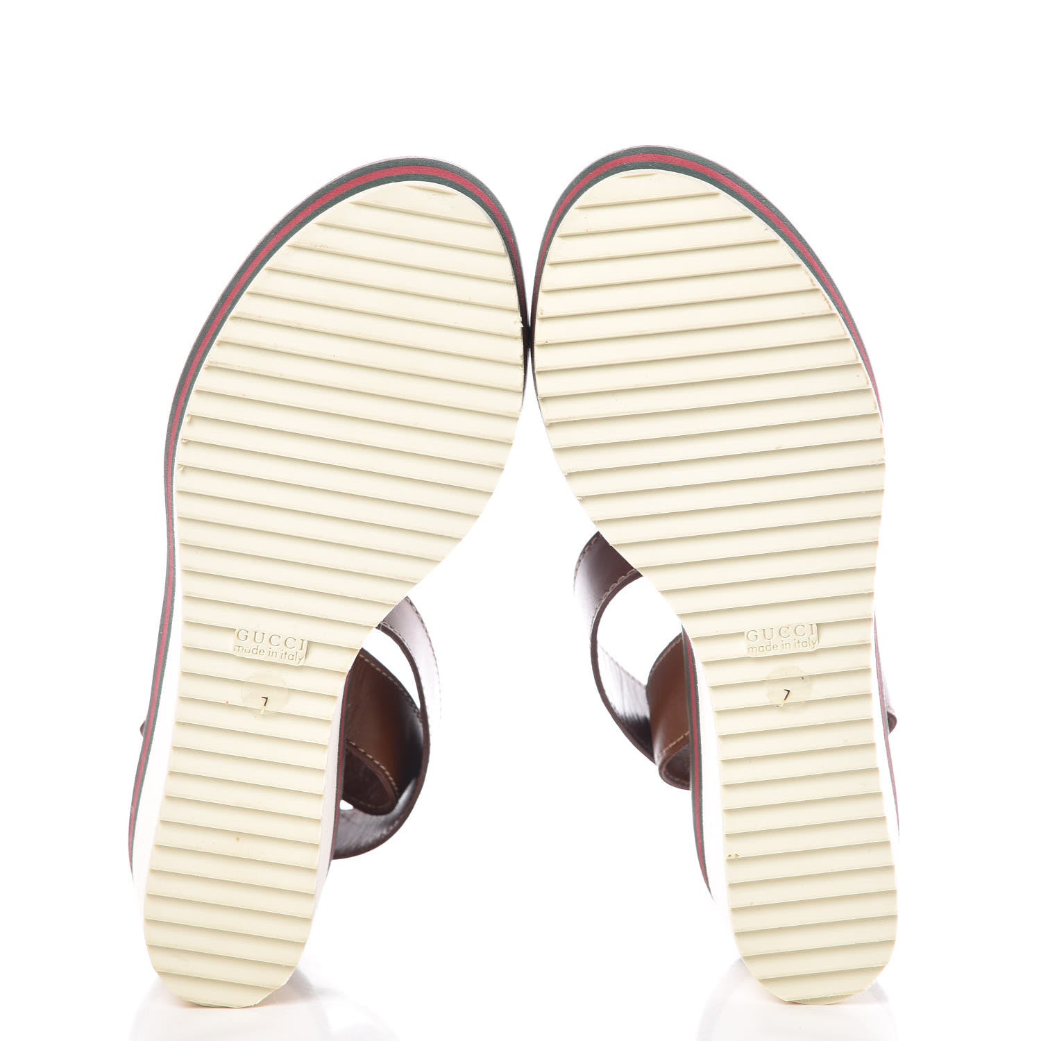 Gucci Calfskin Rubber Web Lifford Sandals 7 Cuir 7 of 16