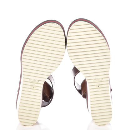 Gucci Calfskin Rubber Web Lifford Sandals 7 Cuir 7 of 16