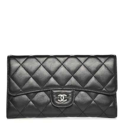 Chanel Lambskin Quilted Large Flap Wallet Black 1 of 8