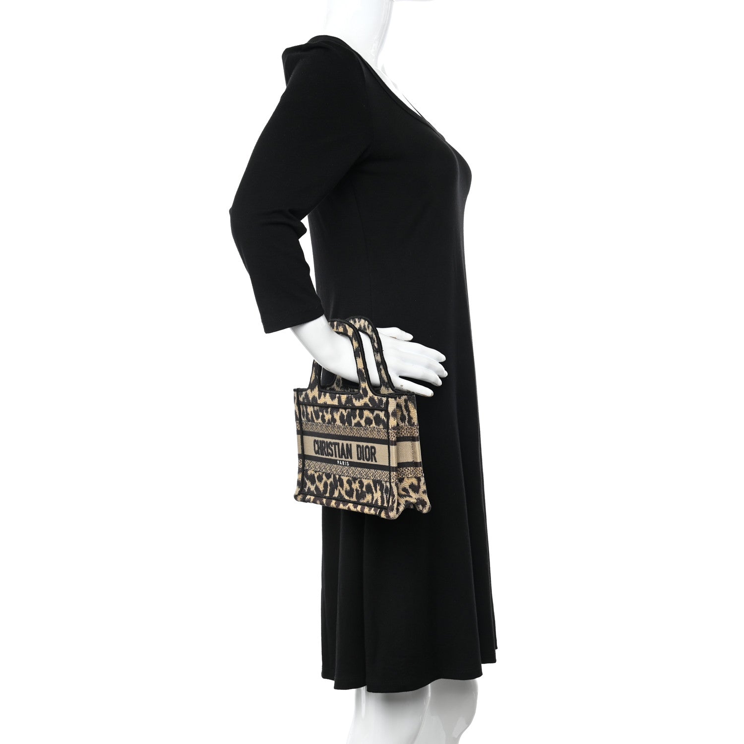 Christian Dior Canvas Mizza Embroidered Mini Leopard Book Tote Beige 2 of 11