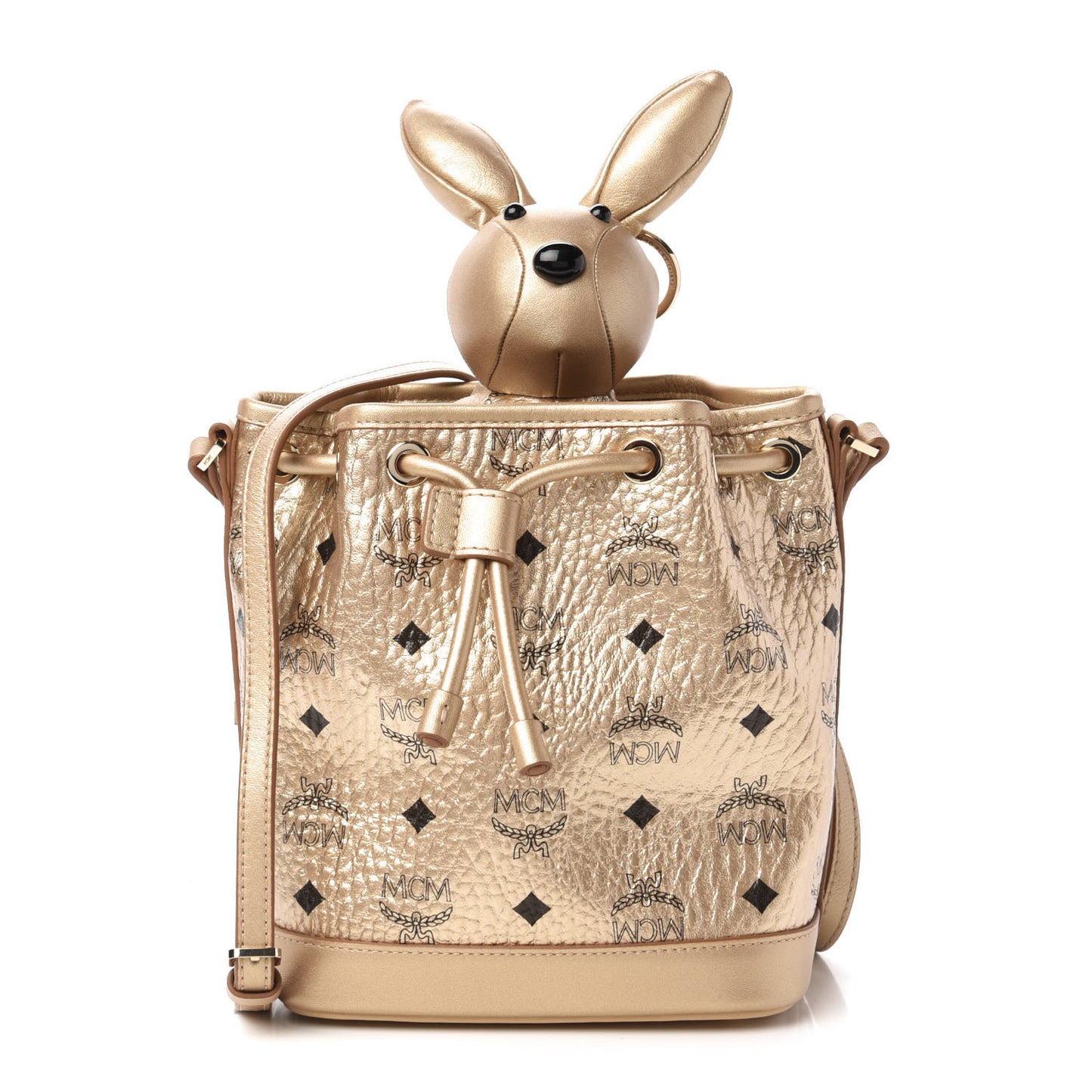 Metallic Visetos Zoo Rabbit Drawstring Bucket Bag Berlin Gold