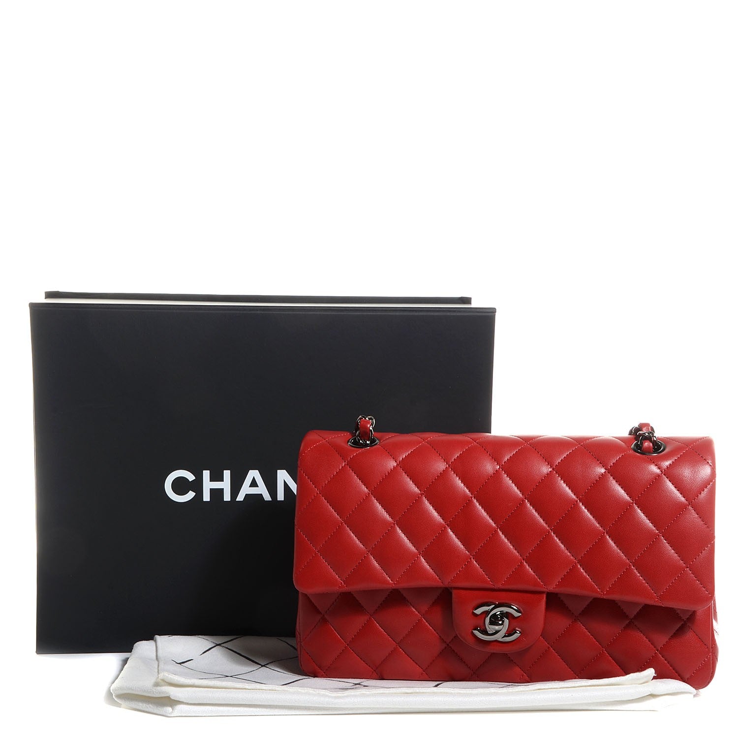 Chanel Lambskin Quilted Medium Double Flap Red 9 of 9