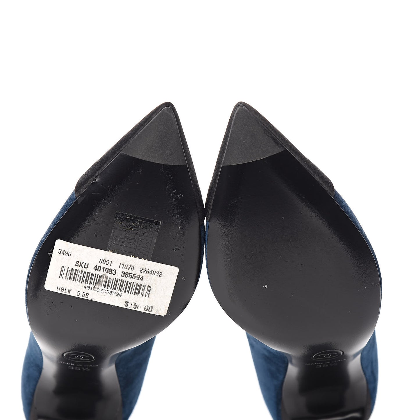 Suede Satin Cap Toe Gabrielle Pumps 35.5 Navy Black
