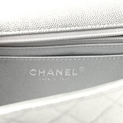 Chanel Metallic Caviar Quilted Mini Top Handle Rectangular Flap Silver 6 of 9