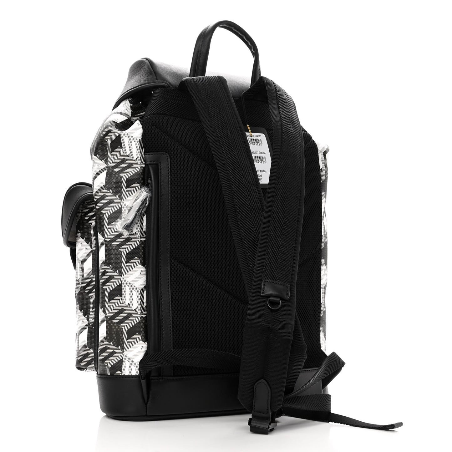 Canvas Nappa Cubic Monogram Medium Two-Pocket Brandenburg Backpack Black White