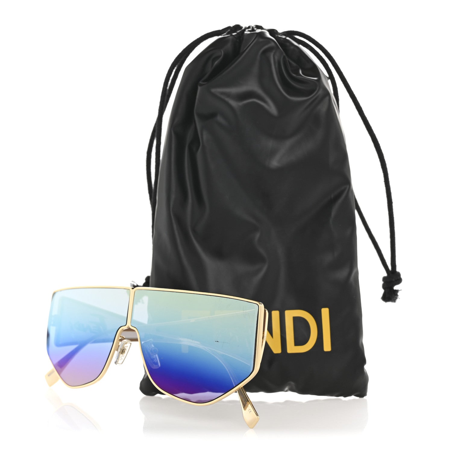 Fendi Metal Disco Geometric Sunglasses FE 40051/U Gold Blue Mirror 10 of 10