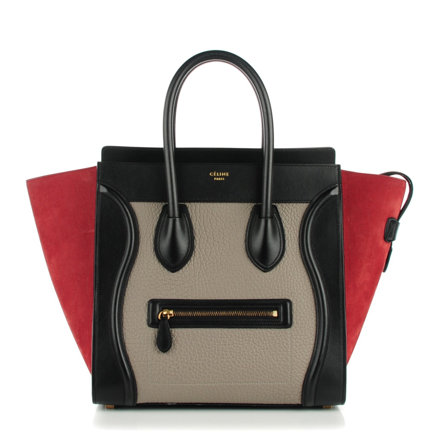 Bullhide Calfskin Suede Mini Tri-Color Luggage Dark Ruby
