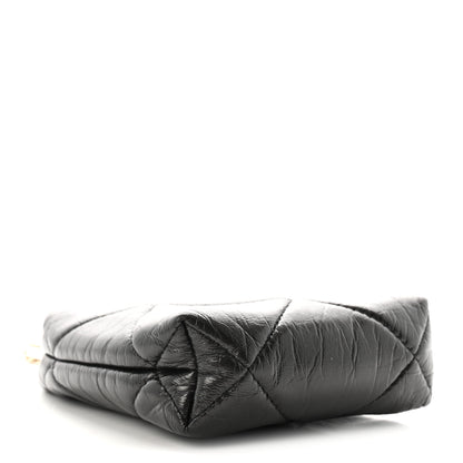 Chanel Shiny Aged Lambskin Quilted Kiss Lock Clutch With Chain Black 4 of 10